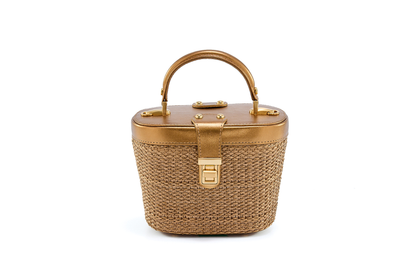Bolsa Olga Mini Ráfia Natural Bronze