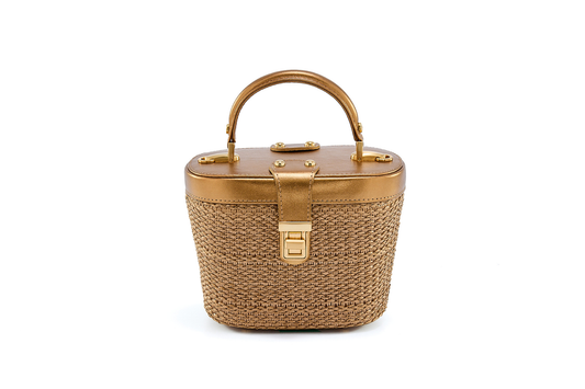 Bolsa Olga Mini Ráfia Natural Bronze