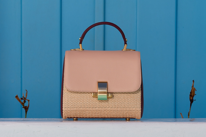 Bolsa Laura Ráfia Natural Mix Salmão