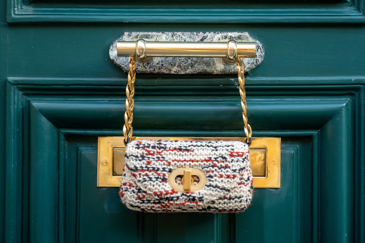 Bolsa Miriam Média Tricô Off-White e Terracota