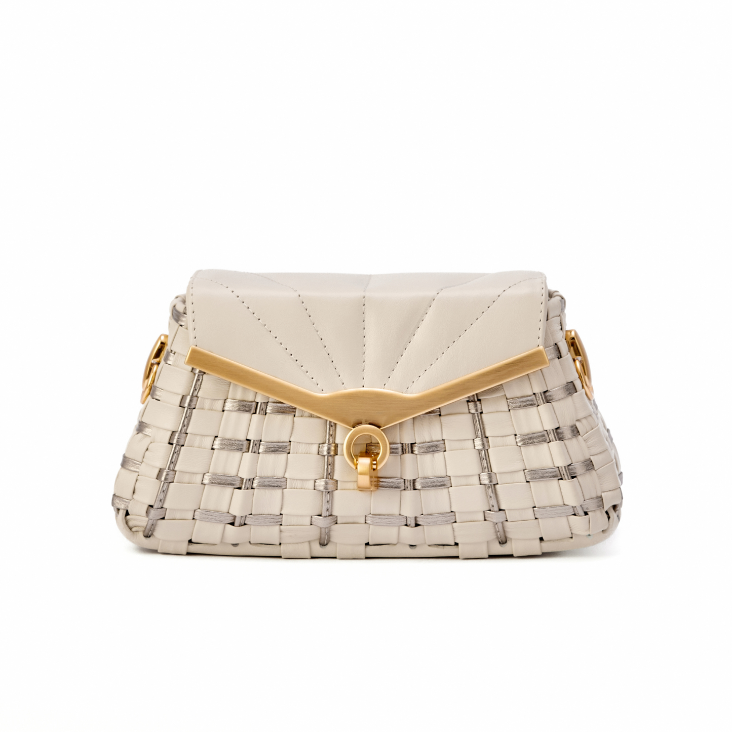 Bolsa Anna Elisa Mini Off White c/ Prata Envelhecida