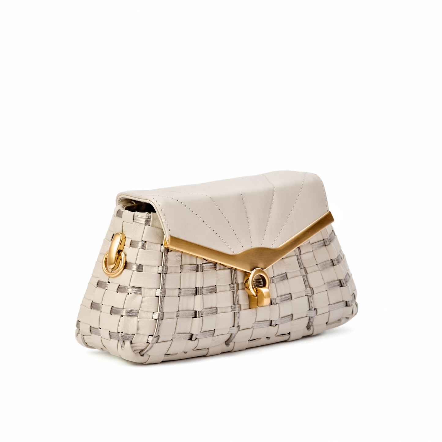 Bolsa Anna Elisa Mini Off White c/ Prata Envelhecida