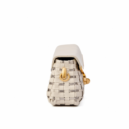 Bolsa Anna Elisa Mini Off White c/ Prata Envelhecida