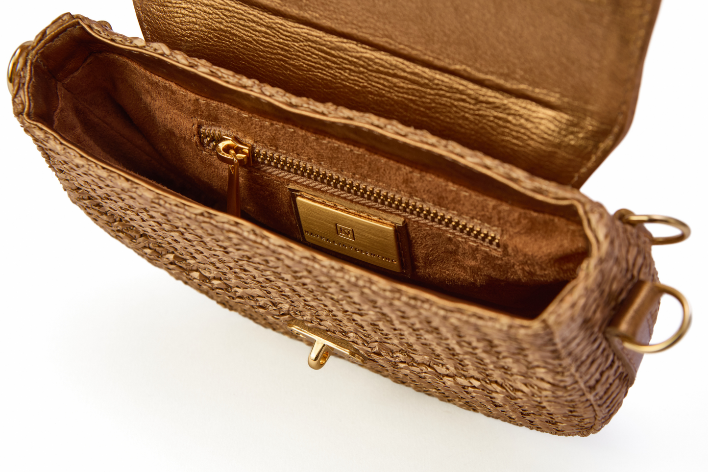 Bolsa Silvia Pochete Ráfia Natural Bronze