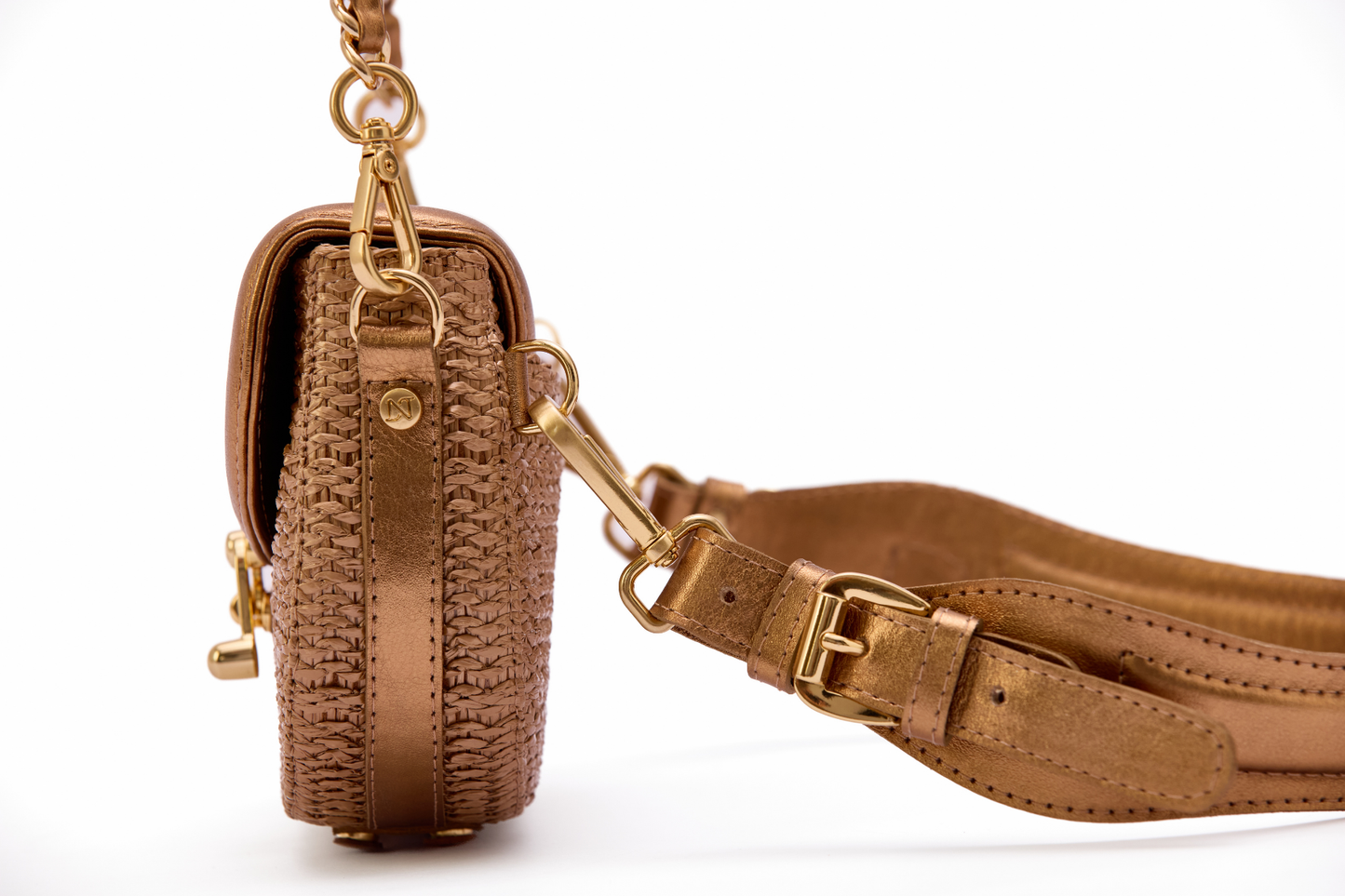 Bolsa Silvia Pochete Ráfia Natural Bronze