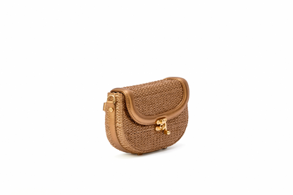 Bolsa Silvia Pochete Ráfia Natural Bronze