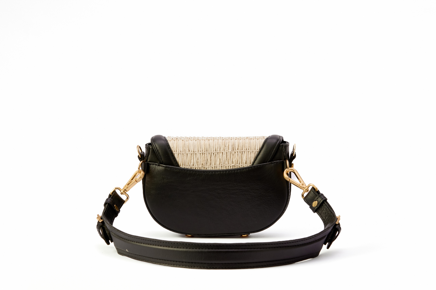 Bolsa Silvia Pochete Ráfia Natural Off White c/ Preto