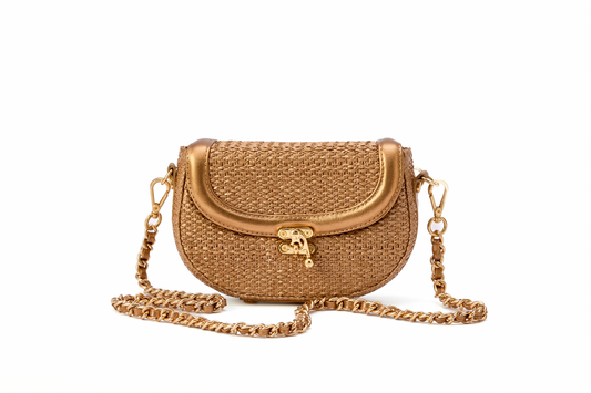 Bolsa Silvia Pochete Ráfia Natural Bronze