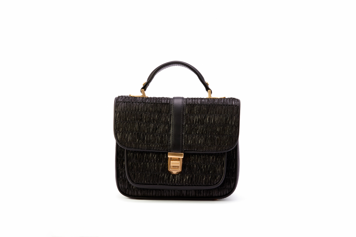 Bolsa Soraia Mini Ráfia Natural Preta