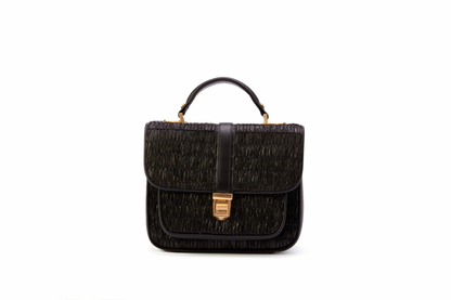 Bolsa Soraia Mini Ráfia Natural Preta