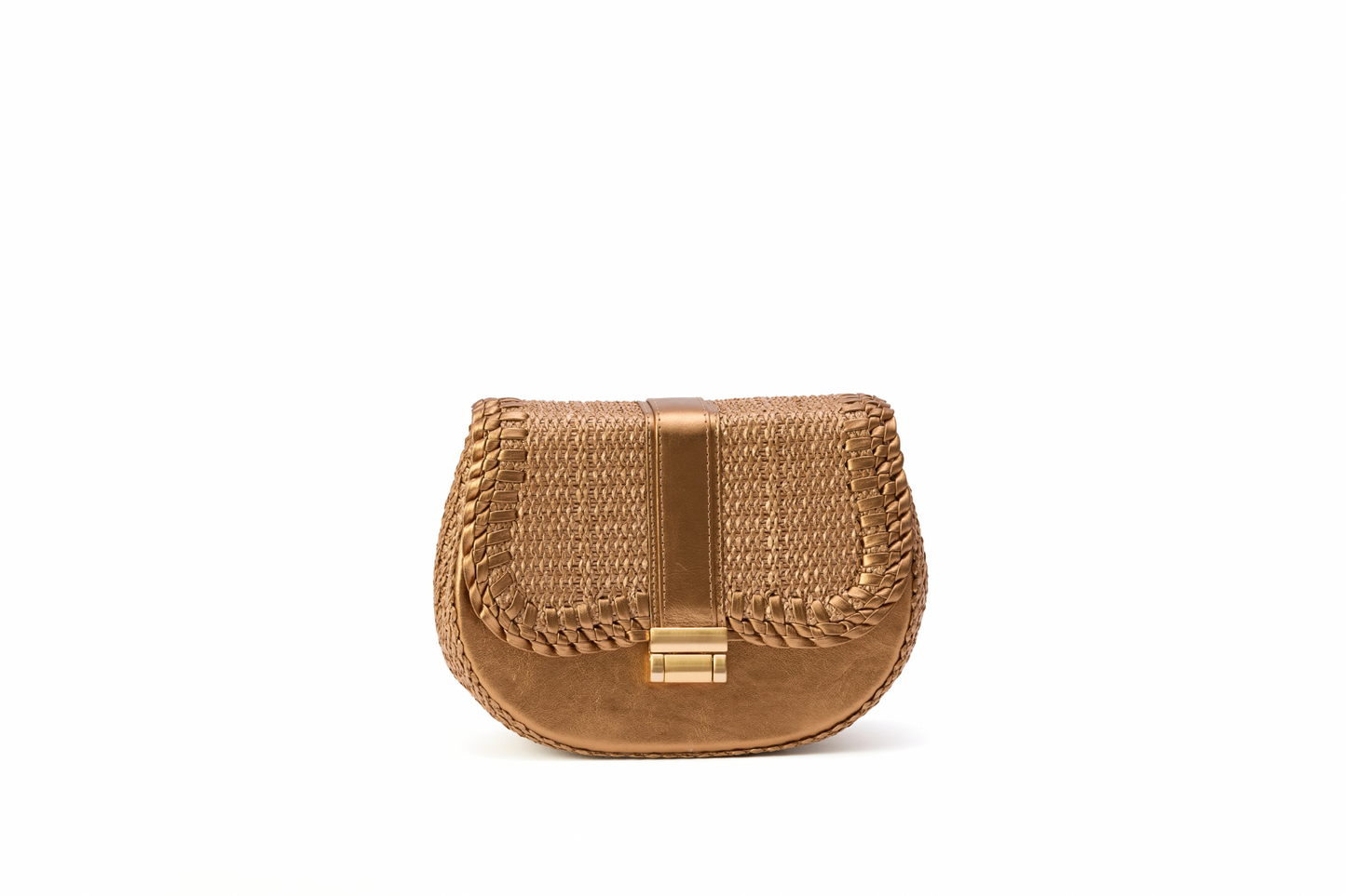 Bolsa Tarsila Mini Ráfia Natural Bronze
