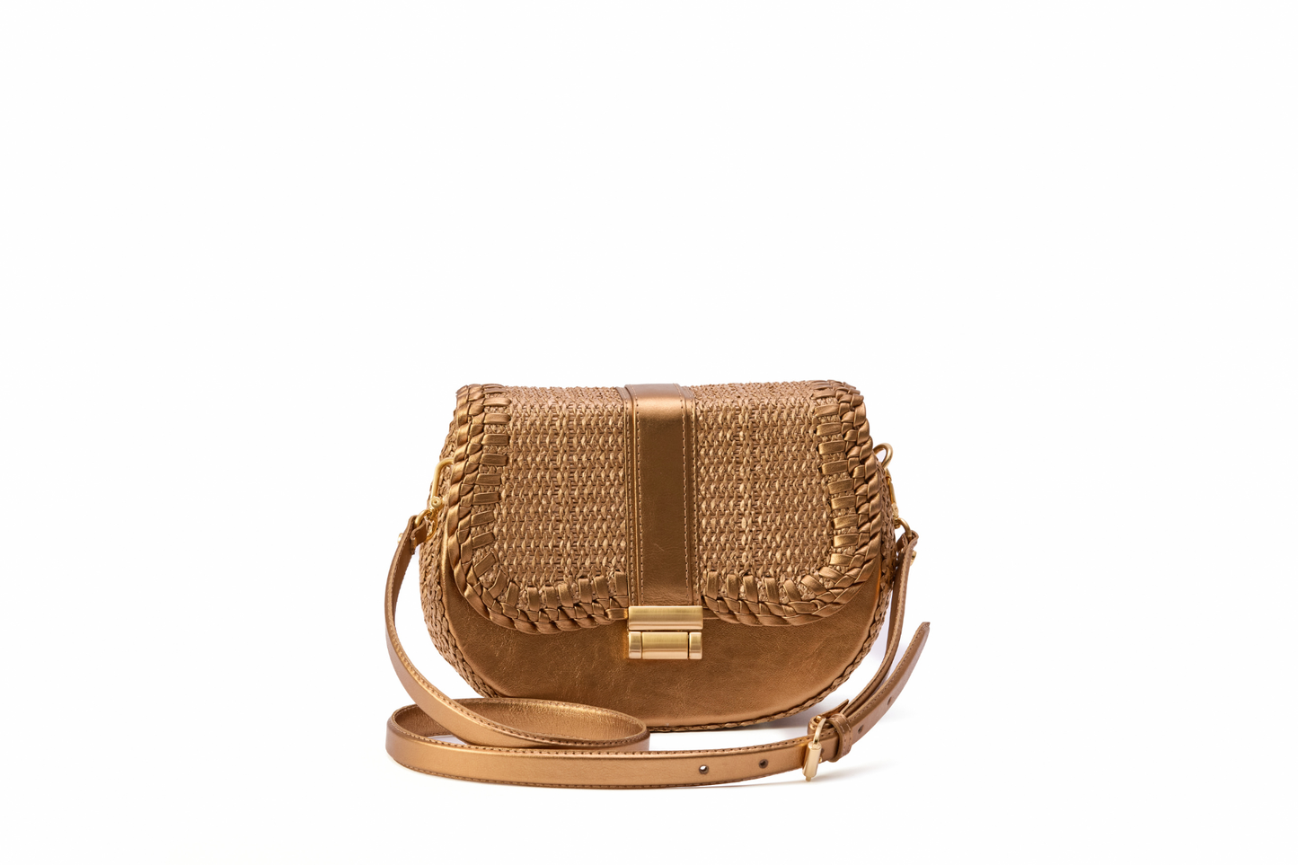 Bolsa Tarsila Mini Ráfia Natural Bronze