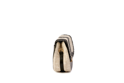 Bolsa Tarsila Mini Ráfia Natural Off White c/ Preto